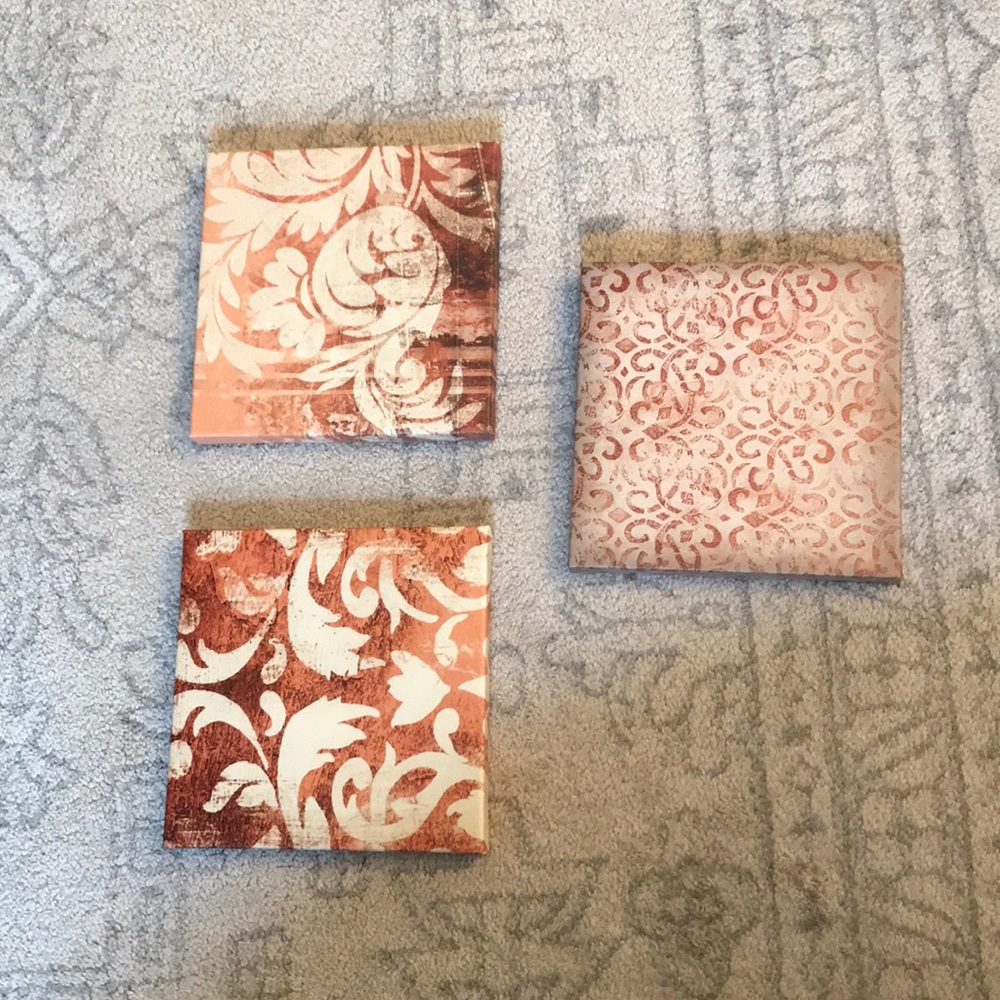 10x10 3 piece peach wall art